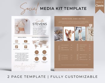 Influencer Media Kit Template Canva Blogger Instagram Rate Sheet Press Brand Portfolio Pitch Deck Sponsorship Document Collaboration Page