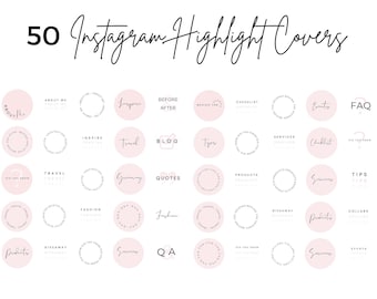 Instagram Highlight Cover Pink Aesthetic Minimalist Icon Set Template Social Media Graphic Design Influencer Branding Blogger Business