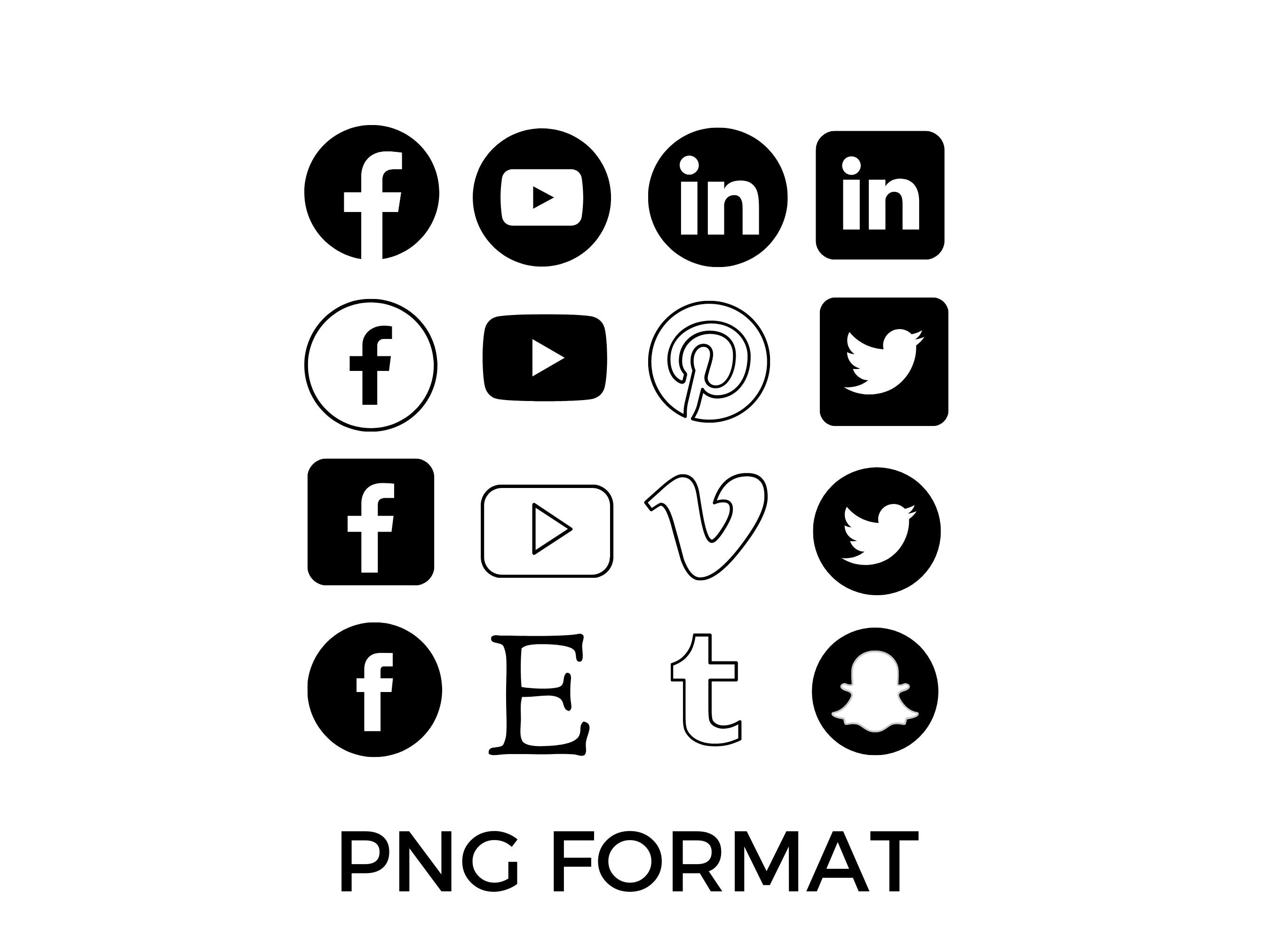 54 schwarze Social Media Icons PNG, Facebook Icon, Instagram Icon,  Pinterest Icon, YouTube Icon, Twitter Icon, Whatsapp Icon, Snapchat Icon -  Etsy Schweiz, image size:2700x2025