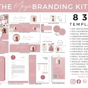 830 MEGA Branding Kit, Plantillas Instagram, Plantillas Facebook, Banners de Redes Sociales para todas las Plataformas, Membretes, Facturas, Listas de Precios...