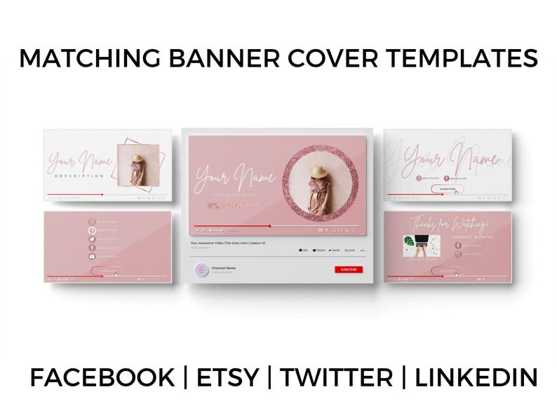 Entrepreneur Marketing Bundle Canva Branding Template Social Media Kit Professional Graphics Collection Rosegold Business Design Package Youtube Banner Email Signature Pinterest Linkedin Profile Templates Digital Content Planner