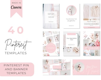 Pinterest Template Canva Pin Design Social Media Graphic Bundle Digital Download Business Branding Kit Aesthetic Marketing Layout Feminine