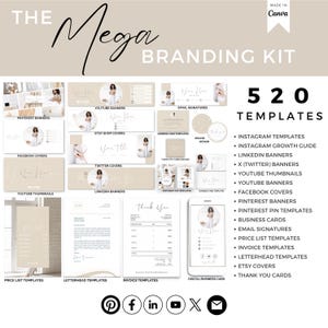 520 modelli per il branding su Canva, banner per i social media, biglietti da visita (download digitale)