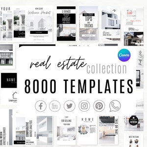 Real Estate Templates, Realtor Branding Template,Real Estate Marketing, Social Media Instagram Bundle, Realtor Instagram Post Template Canva