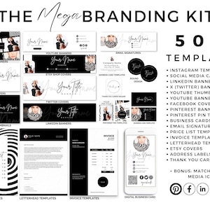 Branding Kit Template Social Media Graphic Design Business Content Bundle Canva Story Cover Instagram Post Feed Highlight Youtube Banner