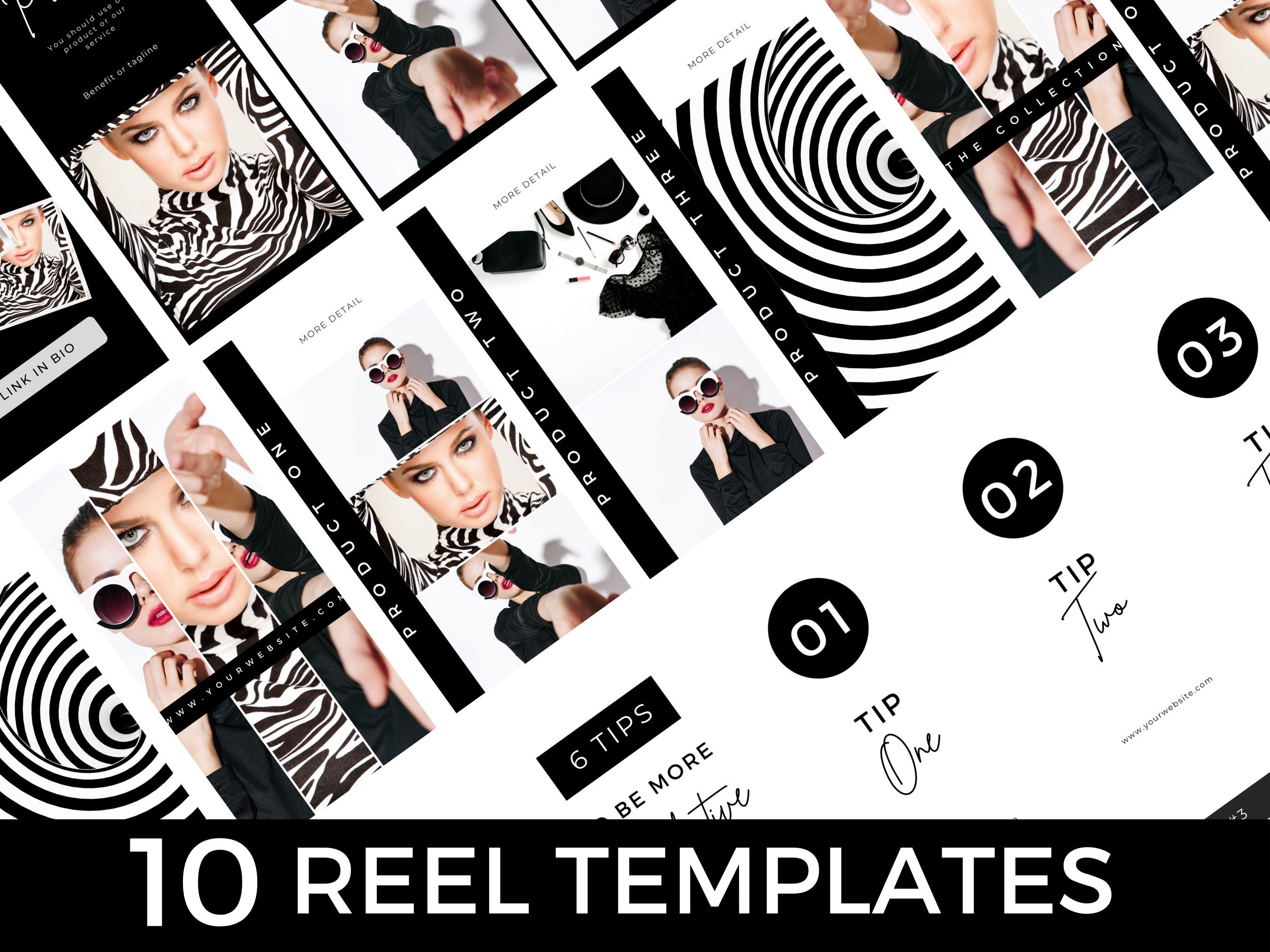300 Black White Instagram Templates Bundle, Social Media Planner (canva ...