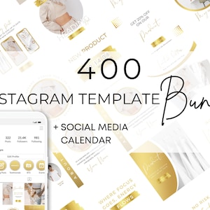 Weißgoldenes Instagram-Vorlagen-Bundle, Social-Media-Grafikdesign, Canva-Vorlage, Instagram-Story-Planer, digitales Download-Paket, Influencer