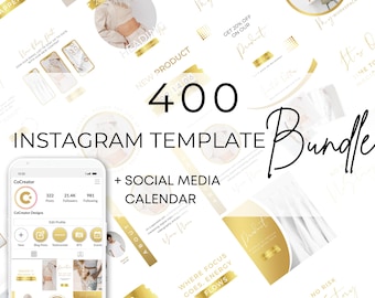 White Gold Instagram Templates Bundle Social Media Graphic Design Canva Template Instagram Story Planner Digital Download Pack Influencer