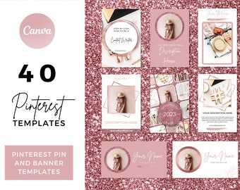 40 Rosegold Pinterest Templates Canva, Pinterest Pin Templates, Pinterest Cover Template, Blogger, Pinterest Marketing, Pin Template