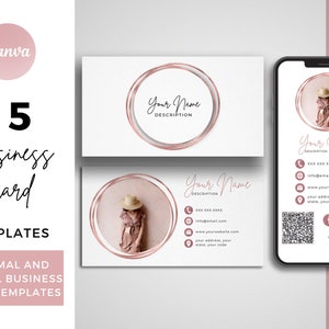 15 Visitenkarten Vorlagen, Digitale Visitenkarten Vorlage, Canva Vorlage, Visitenkarten Design, Rosegold Visitenkarten, Rosa Visitenkarten