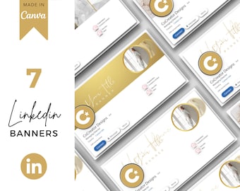 Gold LinkedIn Banner Templates, Canva Editable Design (PDF)