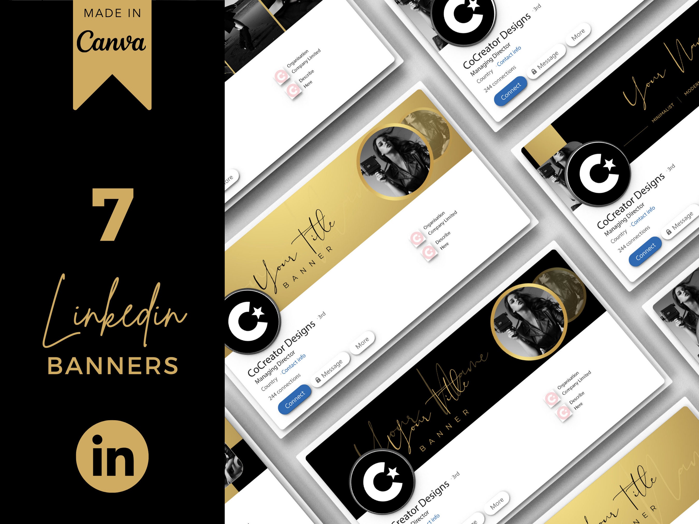 7 Linkedin Banner Templates, Black Linkedin Banner Canva Template