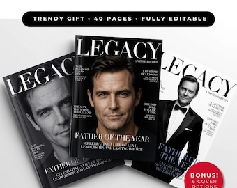 Personalized Dad Magazine Canva Template, Father's Day Birthday Gift from Daughter or Son, Dad Birthday Gift
