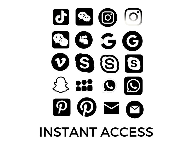 54 Black Social Media Icons PNG, Facebook Icon, Instagram Icon