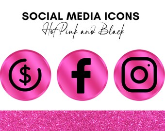 Social Media Icons Png Transparent Design Elements Digital Clipart Download Facebook Icon Set Graphics Hot Pink Instagram Button Black