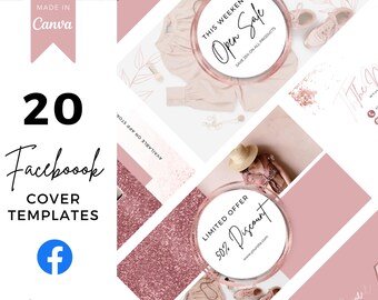 Facebook Cover Template Rosegold Banner Design Social Media Branding Kit Business Profile Image Header Graphic Layout Professional Page