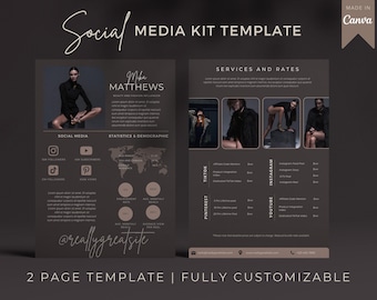 Influencer Media Kit Template Canva Rate Sheet Instagram Press Blogger Brand Package Social Professional Collaboration Document Content
