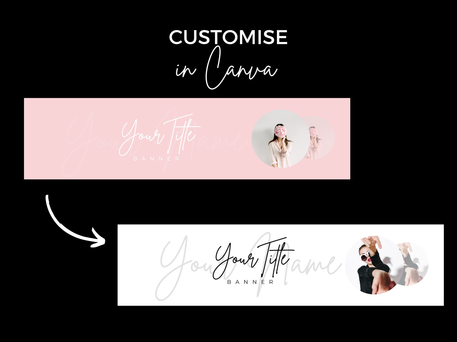 7 Linkedin Banner Templates, Black and White Linkedin Banner Canva