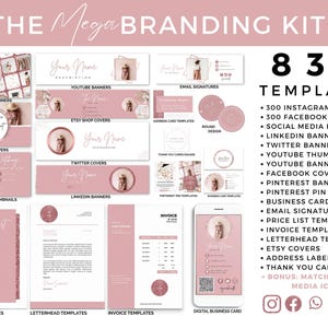 Canva Branding Template Social Media Kit Complete Business Graphics Bundle Rosegold Professional Marketing Collection Youtube Banner Email Signature Pinterest Linkedin Profile Entrepreneur Content Planner Digital Templates Customizable