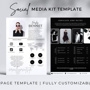 2 Page Media Kit Template, Canva Template, Blogger Media Kit, Instagram Media Kit, Social Media Kit, Influencer Media Kit, Rate Sheet