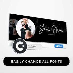Business Page Header Template Facebook Banner Canva Editable Social Media Marketing Design Minimalist Professional Brand Image Cover DIY Online Branding Kit Customizable Template Instant Download Digital Collection Black White Aesthetic