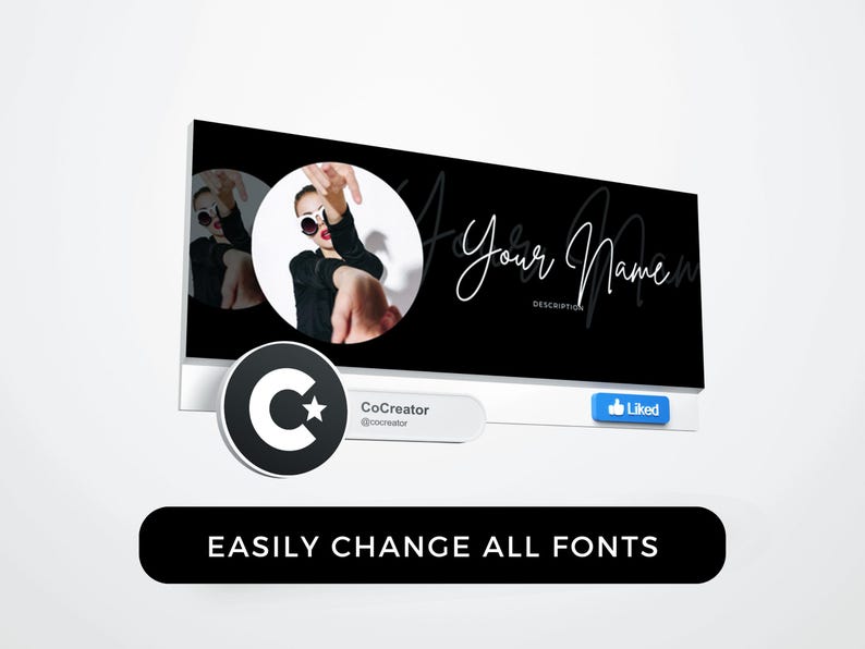 Business Page Header Template Facebook Banner Canva Editable Social Media Marketing Design Minimalist Professional Brand Image Cover DIY Online Branding Kit Customizable Template Instant Download Digital Collection Black White Aesthetic
