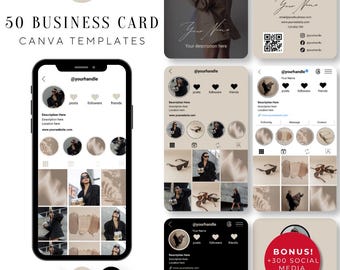 2026 Instagram Business Card for Beauty Business, IG Business Card, QR Code Business Card, Canva Template Bundle