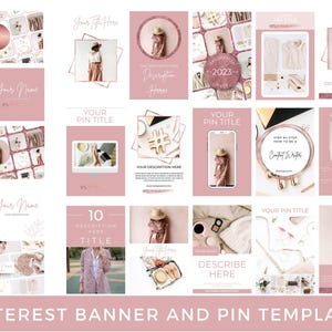 Canva Branding Template Social Media Kit Rosegold Business Graphics Package Youtube Banner Email Signature Pinterest Linkedin Profile image 6