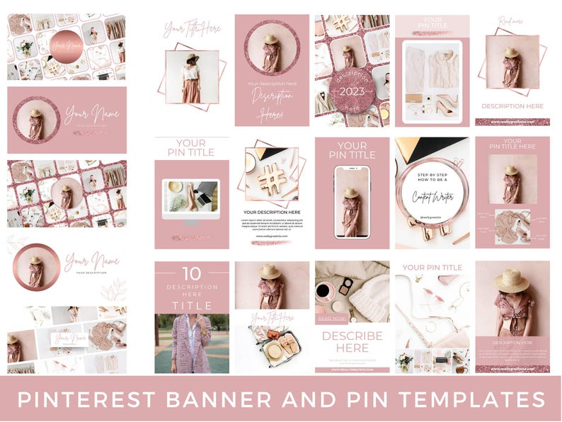 Canva Branding Template Social Media Kit Rosegold Business Graphics Package Youtube Banner Email Signature Pinterest Linkedin Profile image 6