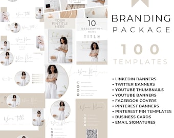 Canva Template Bundle Branding Package Business Card Email Signature Youtube Banner Pinterest Template Social Media Graphic Design