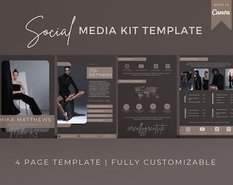 Influencer Media Kit Template Canva Rate Sheet Blogger Instagram Brand Pitch Document Professional Content Creator Collab Proposal Beige