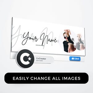 Minimalist Facebook Banner Design Template Canva Editable Social Media Marketing Business Page Header Professional Brand Image Cover DIY Customizable Branding Kit Online Template Instant Download Digital Collection Black White Business
