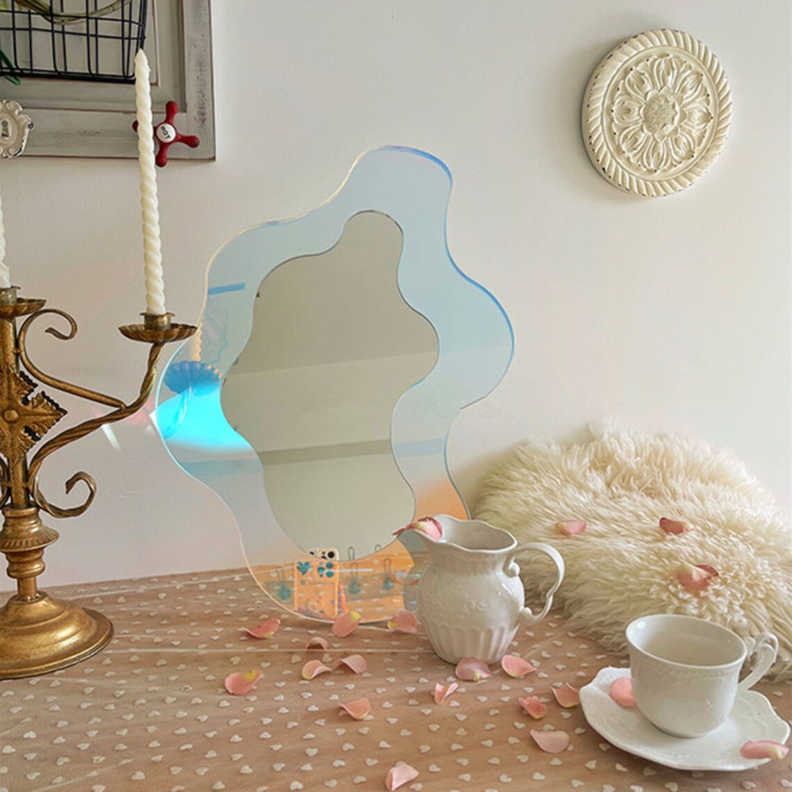 Retro Acrylic Y2K Flower Mirror Irregular Wavy Mirror Y2K Etsy UK