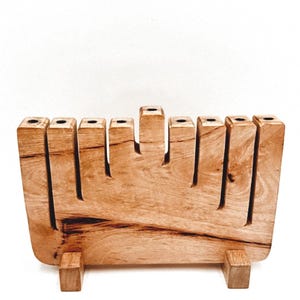 Menorá moderna de madera de mango, candelabro de Janucá hecho a mano, menorá de Janucá, regalo judío, judaica, menorá de Janucá hecha a mano