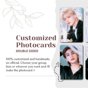Aangepaste kpop-fotokaarten / glanzende fotokaarten / dubbelzijdig / aangepaste fotokaarten Stray Kids / BTS / Ateez / Monsta x / Wonho / Got7