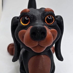 Adorable Dachshund is a Fun Articulated Weiner Dog with a Poseable Head Sensory Fidget Desk Toy with Big Realistic Eyes (Small Parts)