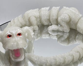 Falkor Luck Dragon Glass Eyes Never Ending Story 80s Nostalgia Articulated Desk Decor (Fan Art) Custom Auryn Emblem Included Free!!!