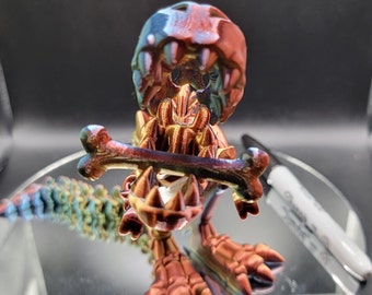 T-rex Skeleton Fully Articulated ADHD Fidget Desk Toy with Mouth that Opens and Closes Bone Included (Small Parts)