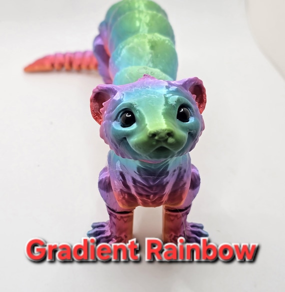 Ferret Articulated Sensory Fidget Fake Pet Decor with Realistic Eyes Multiple Sizes, Colors, Eye Designs (Small Parts)