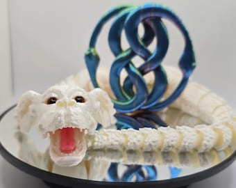 Falkor Luck Dragon Articulated Desk Decor with Glass Eyes – Never Ending Story Fan Art (Custom Emblem)