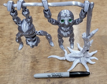 Sloth Articulated Hanging fidget toy with or without Tree 3d Eyes (Small parts not for young children)