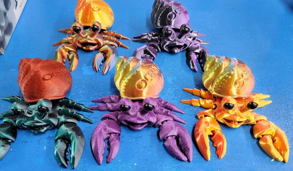 Hermit Crab Happy Fake Pet ADHD Fidget Desk Toy Custom Names Optional All the fun none of the smell (Small Parts)