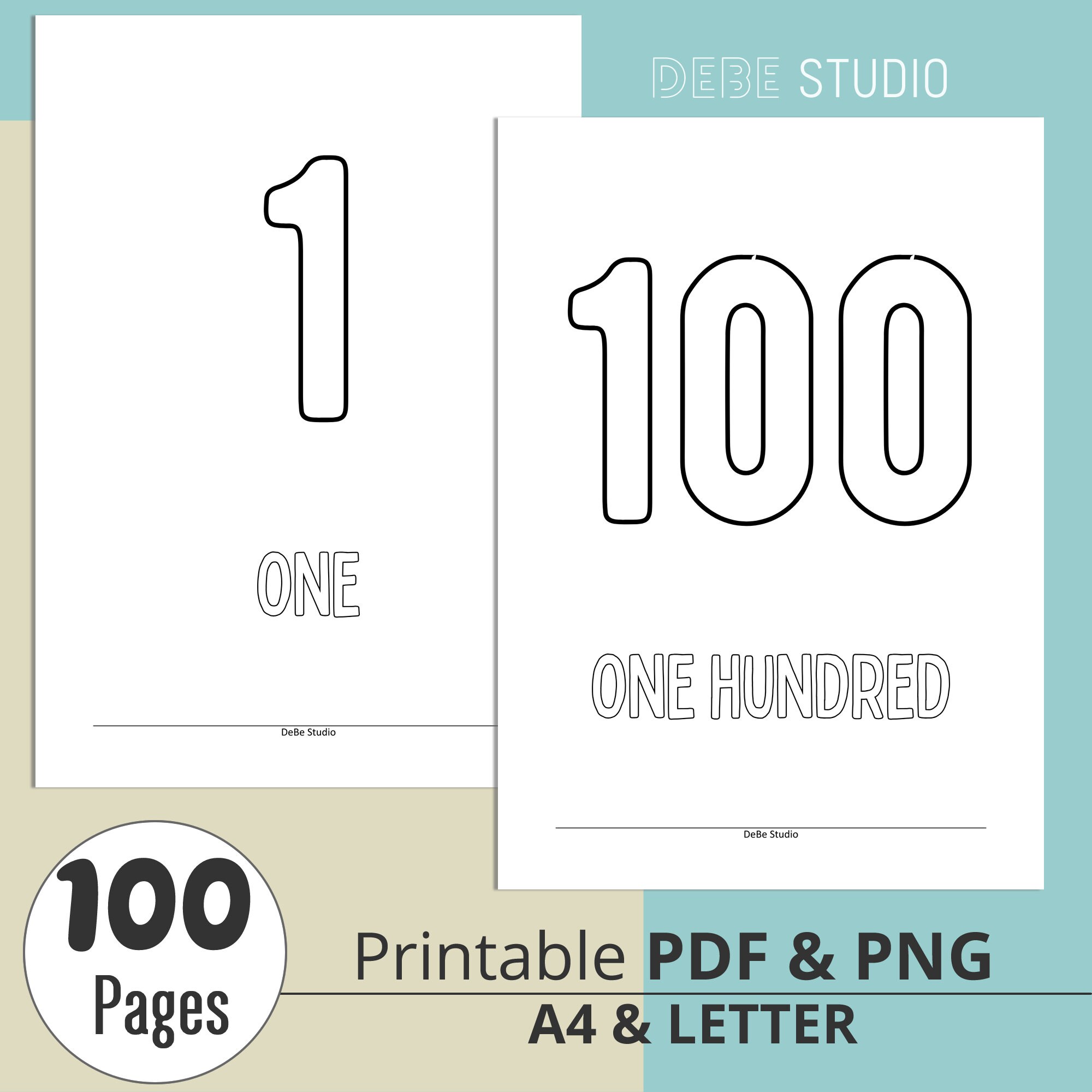 Number Coloring Pages 1-100 Printable Coloring Sheets for Kids PDF PNG ...