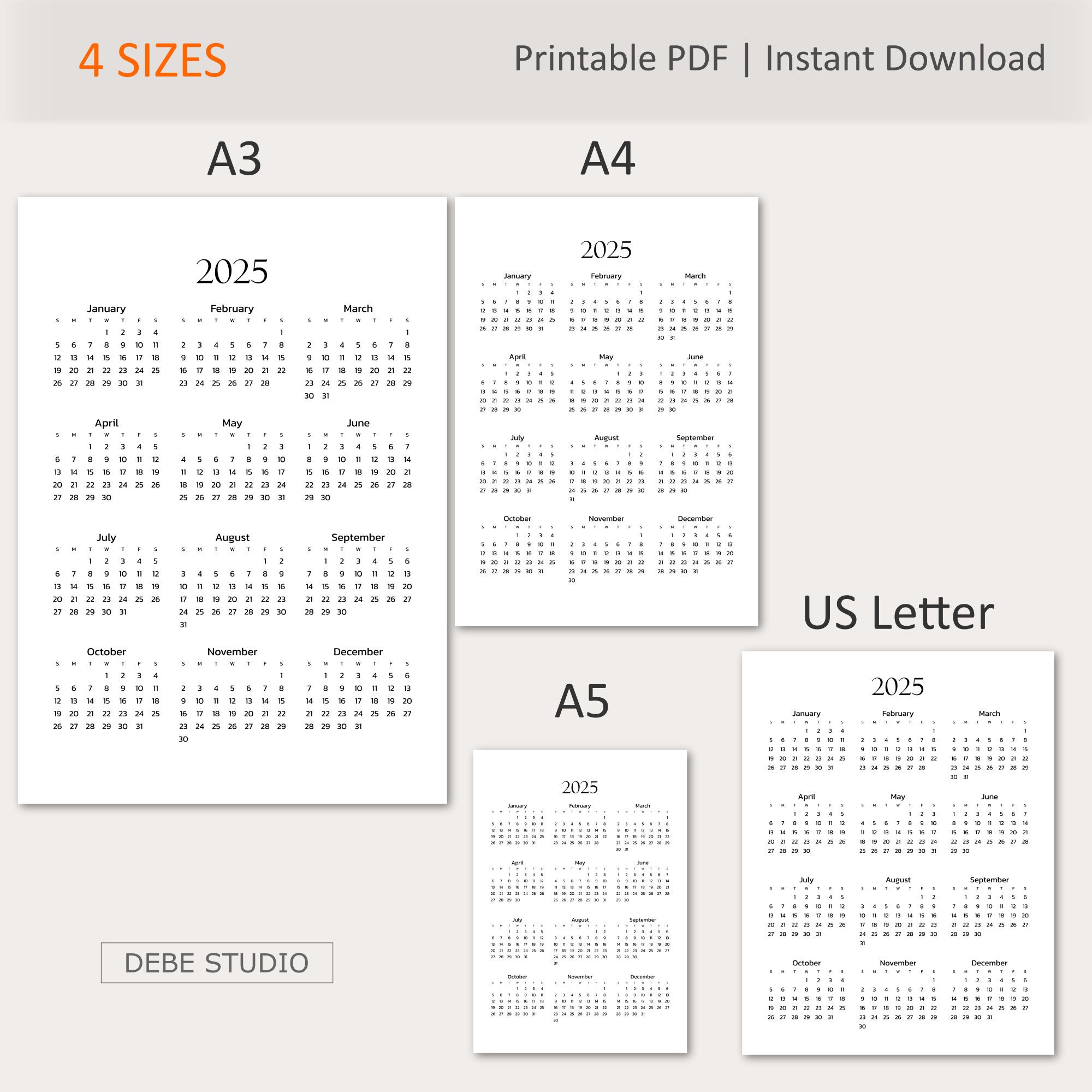 FREE PRINTABLE A5 CALENDAR 2025 PDF DOWNLOAD visual data 8