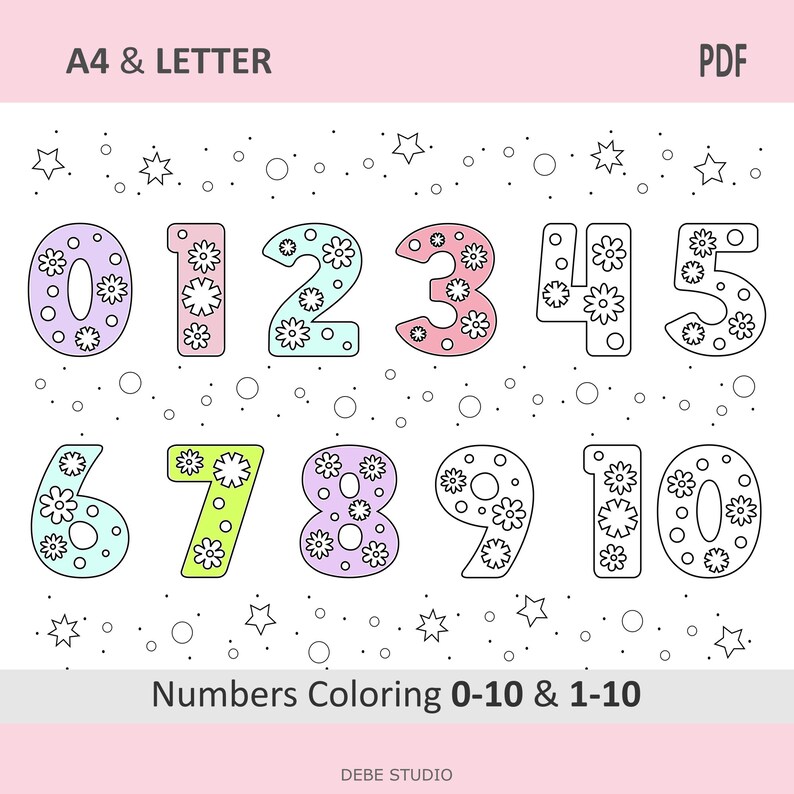 Cute Flower Number Coloring Page for Kid Numbers 0 to 10 and 1 to 10 ...
