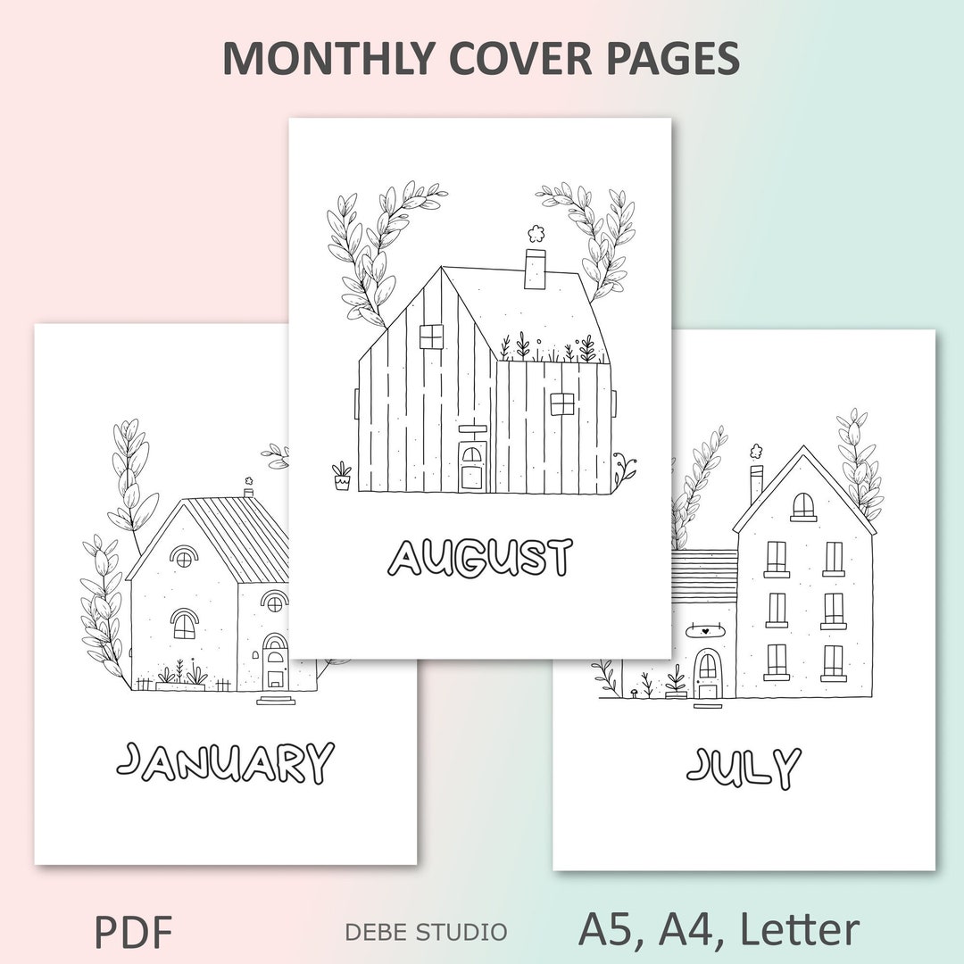 Monthly Cover Pages Sweet Home Bujo Title Page Template Printable ...