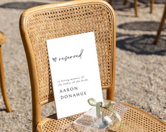 Reserved Wedding Seating Template | Reserved Chair Tag | Memorial Wedding Sign | Reserved In Loving Memory | Modern Reserved Seating Sign