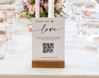 Wedding QR Code Sign Template: Share The Love Photo Sign (Printable)