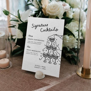 Hand-Drawn Wedding Signature Drinks Menu: Champagne Tower (Digital Download)