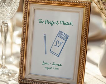 Modello per cartello di nozze Matchbox / Decorazione bomboniera personalizzata (download digitale)